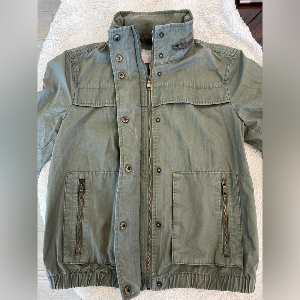 Banana Republic Olive Green Utility Jacket w/Stowable Hood Women’s Size X-Small